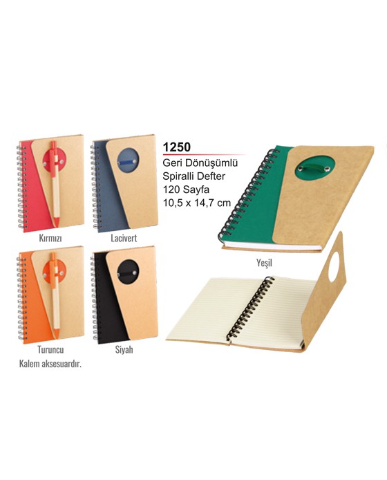 Unijoy 1250 Geri Dönüşümlü Spiralli Defter