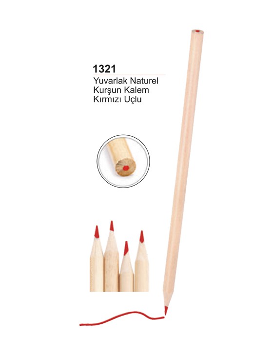 Unijoy 1321 Yuvarlak Naturel Kırmızı Kurşun Kalem