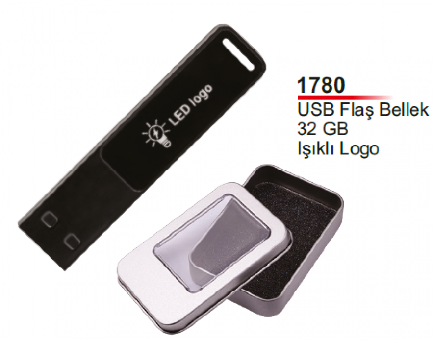 Unijoy 1780 Işıklı LED Logo USB Flaş Bellek (Kutulu)