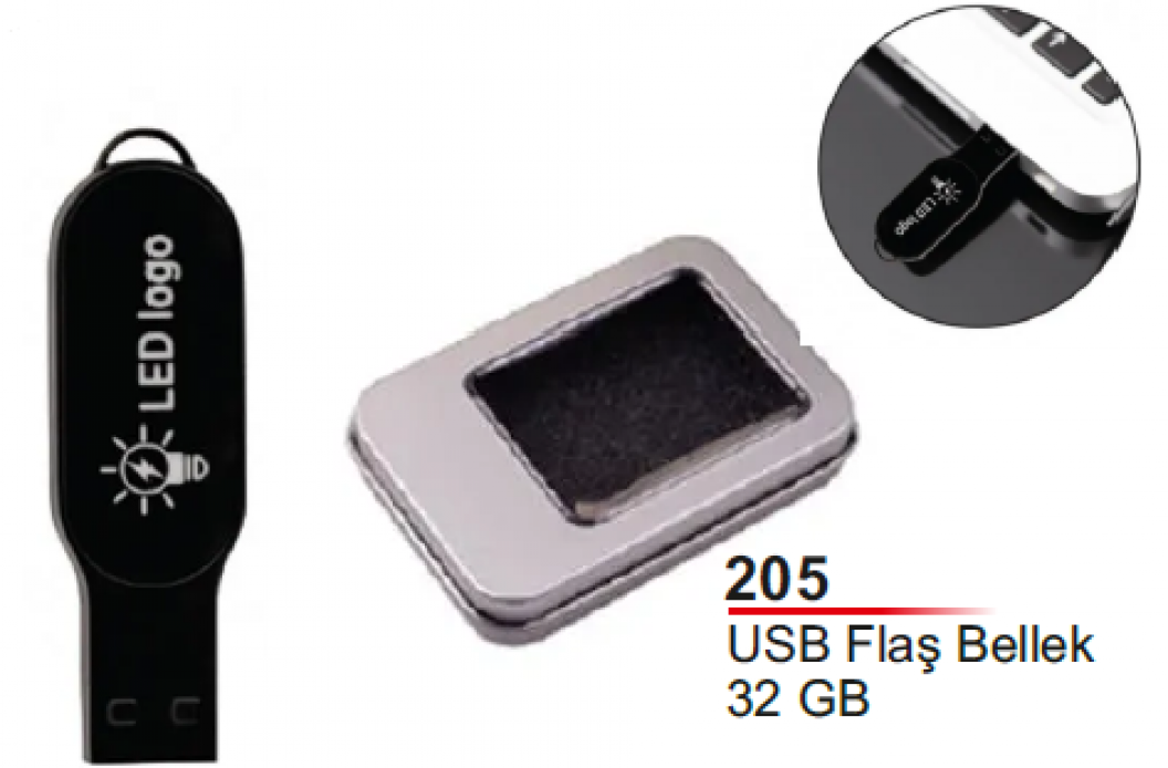 Unijoy 205 Işıklı LED Logo USB Flaş Bellek (Kutulu)