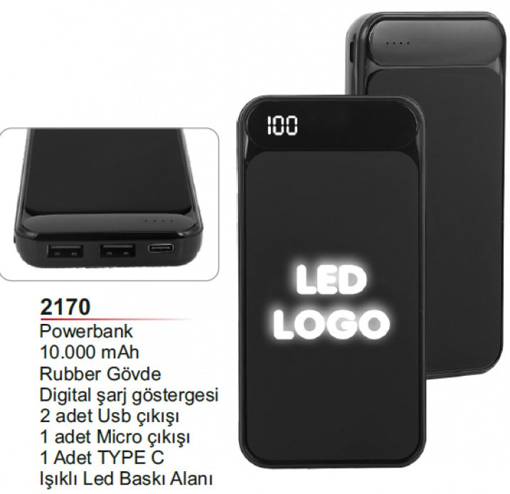 Unijoy 2170 Işıklı LED Logo Powerbank