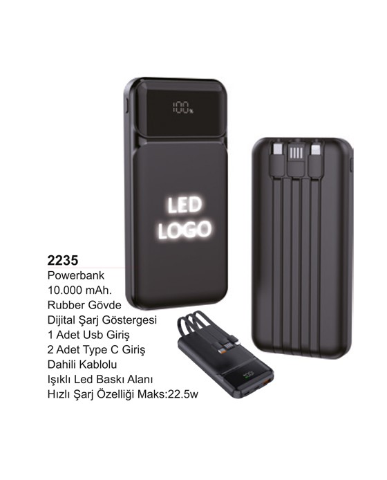 Unijoy 2235 Işıklı LED Logo Powerbank